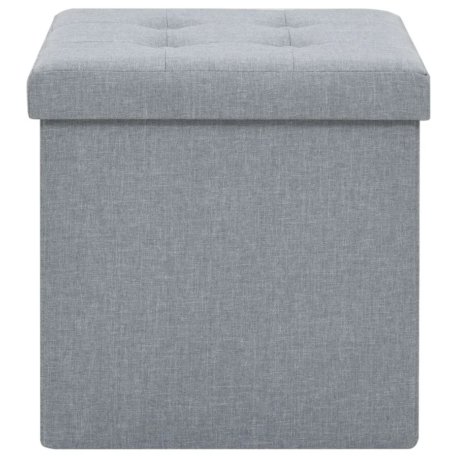 Tabouret de rangement pliable Gris clair Faux lin - 4