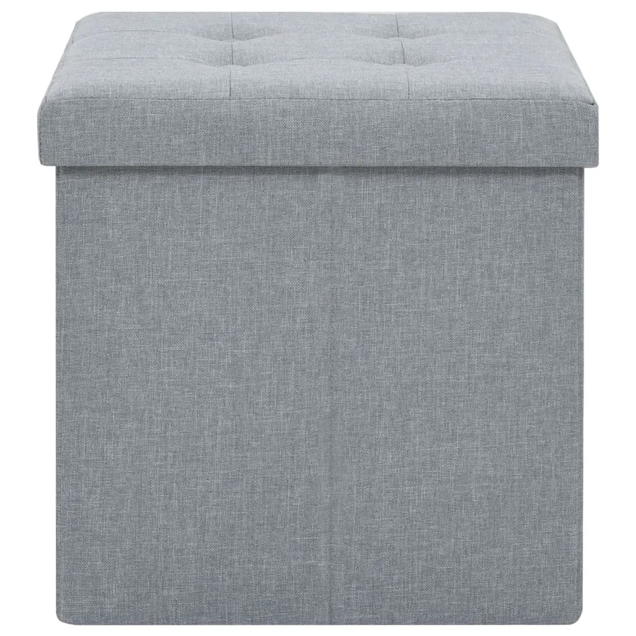 Tabouret de rangement pliable Gris clair Faux lin - 5
