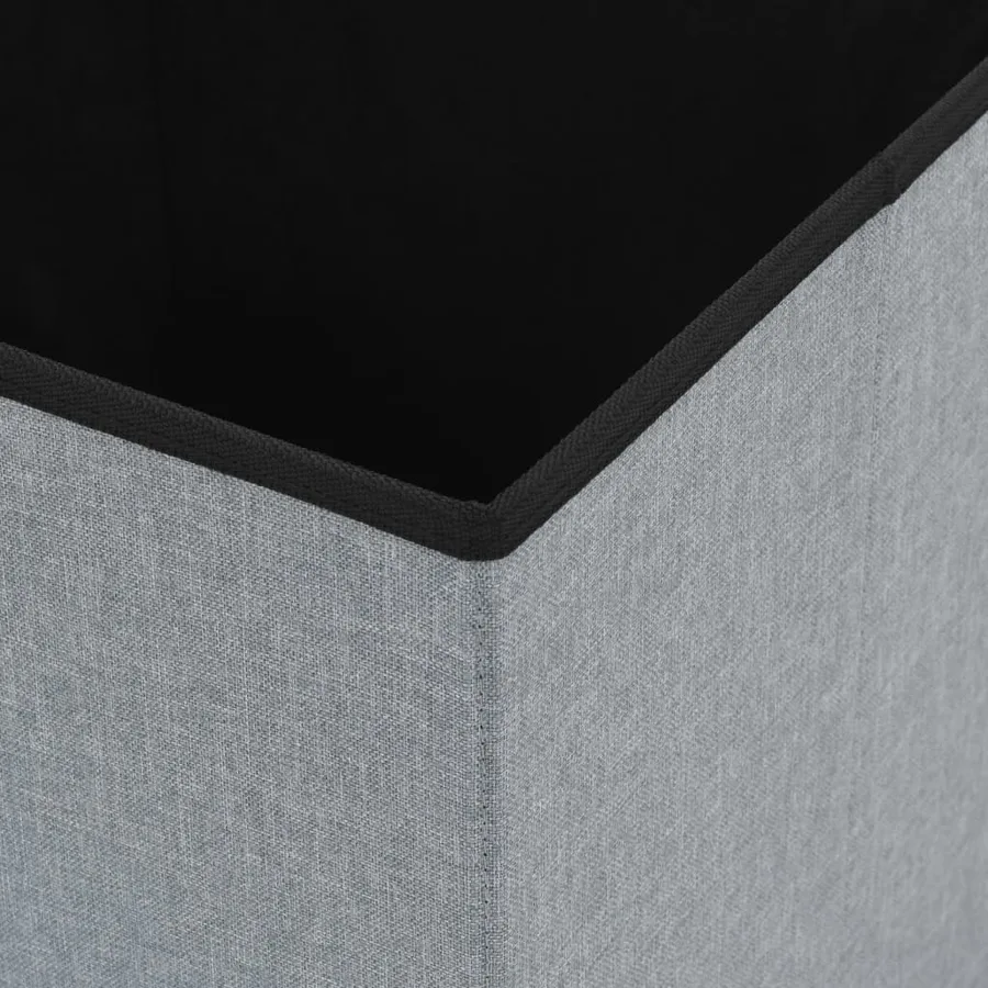 Tabouret de rangement pliable Gris clair Faux lin - 7