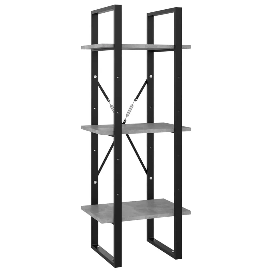 Bibliothèque à 3 niveaux gris béton 40x30x105cm bois ingénierie - 2