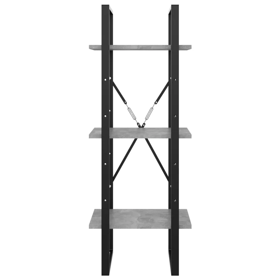 Bibliothèque à 3 niveaux gris béton 40x30x105cm bois ingénierie - 5