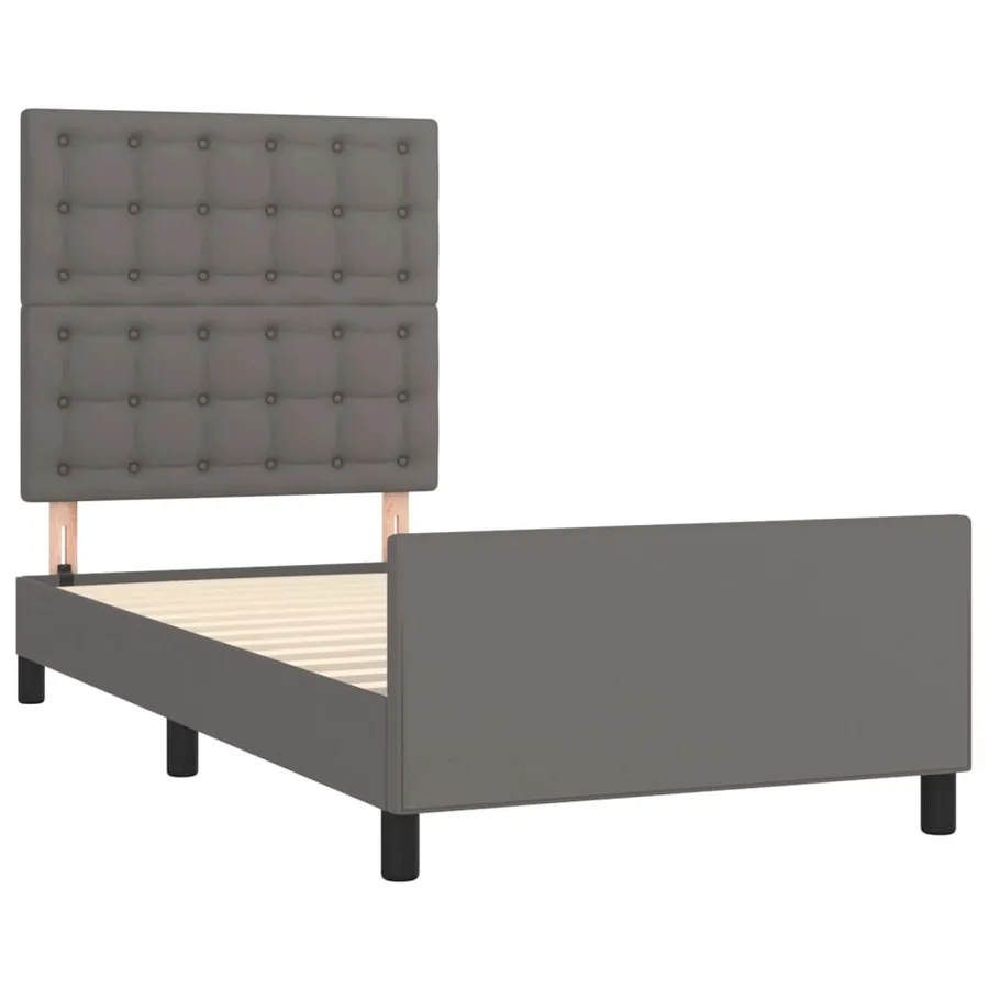 Cadre de lit sans matelas gris 100x200 cm similicuir - 4