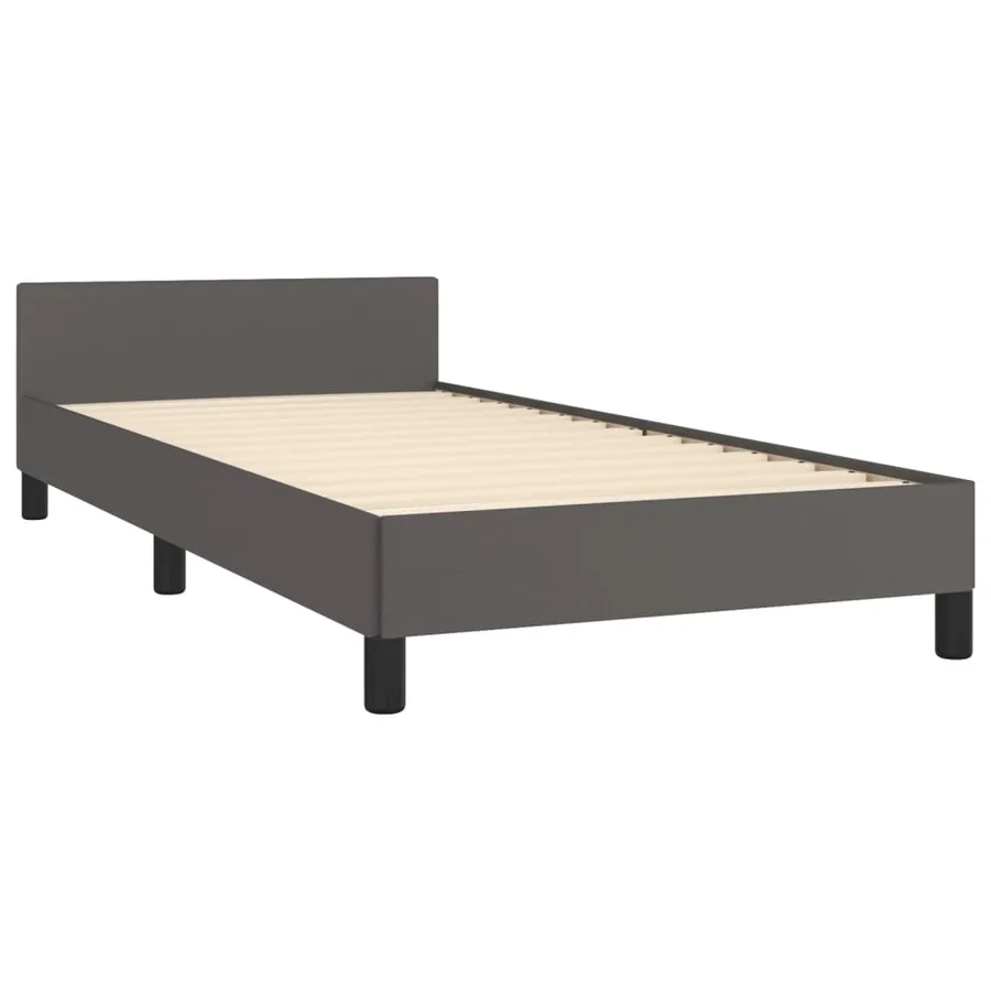 Cadre de lit sans matelas gris 100x200 cm similicuir - 5