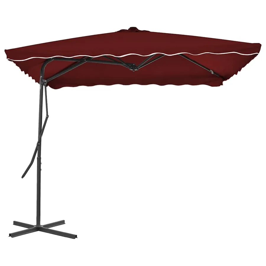 Parasol de jardin et mât en acier rouge bordeaux 250x250x230 cm - 2
