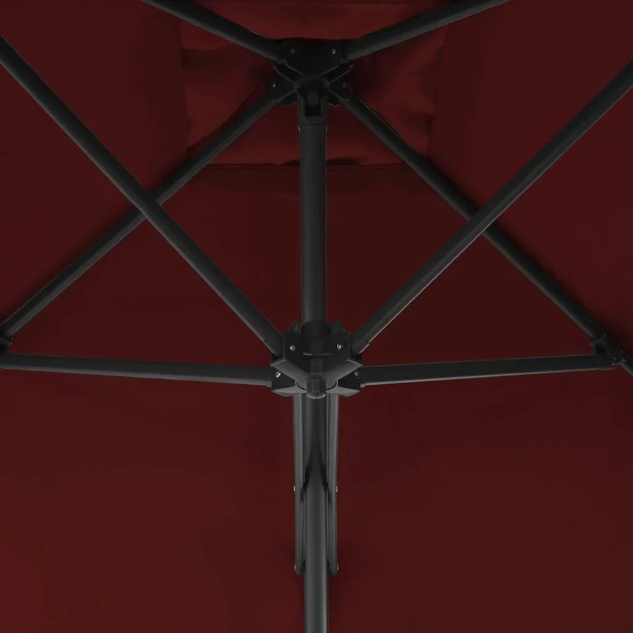 Parasol de jardin et mât en acier rouge bordeaux 250x250x230 cm - 4