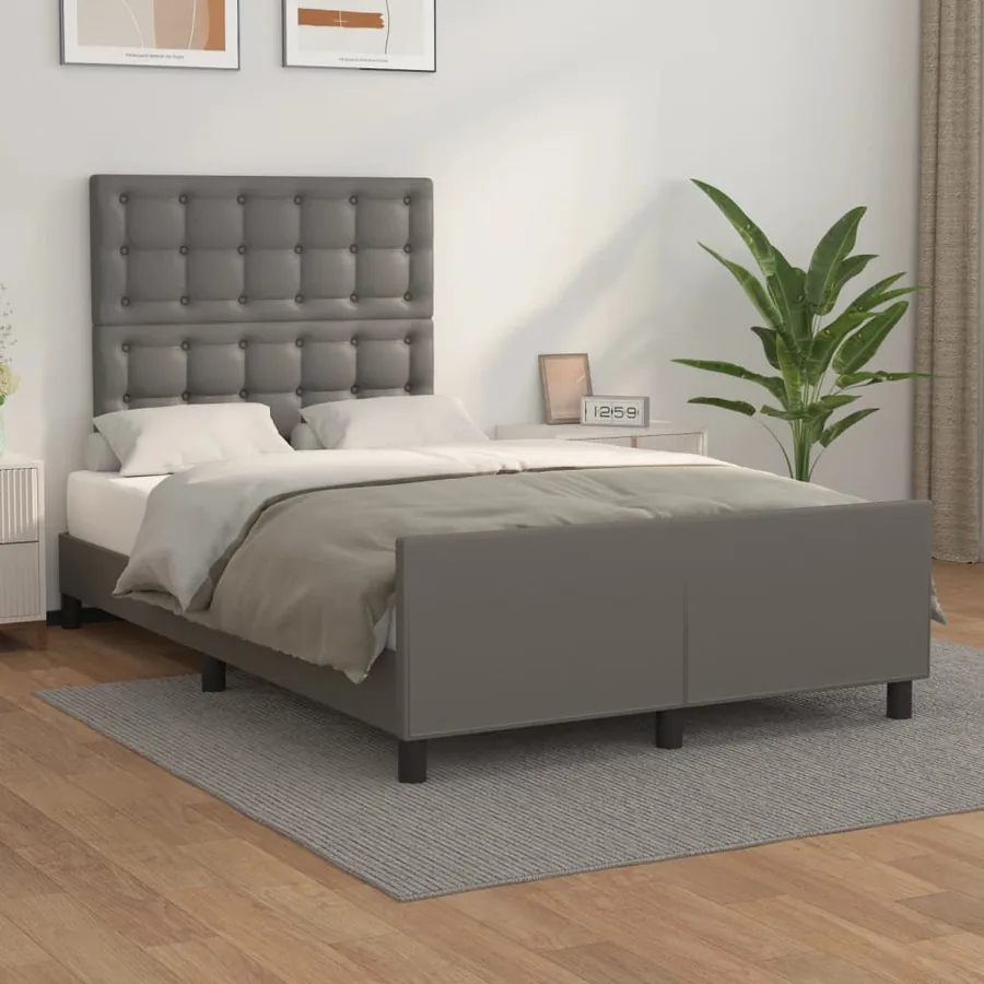 Cadre de lit sans matelas gris 120x200 cm similicuir
