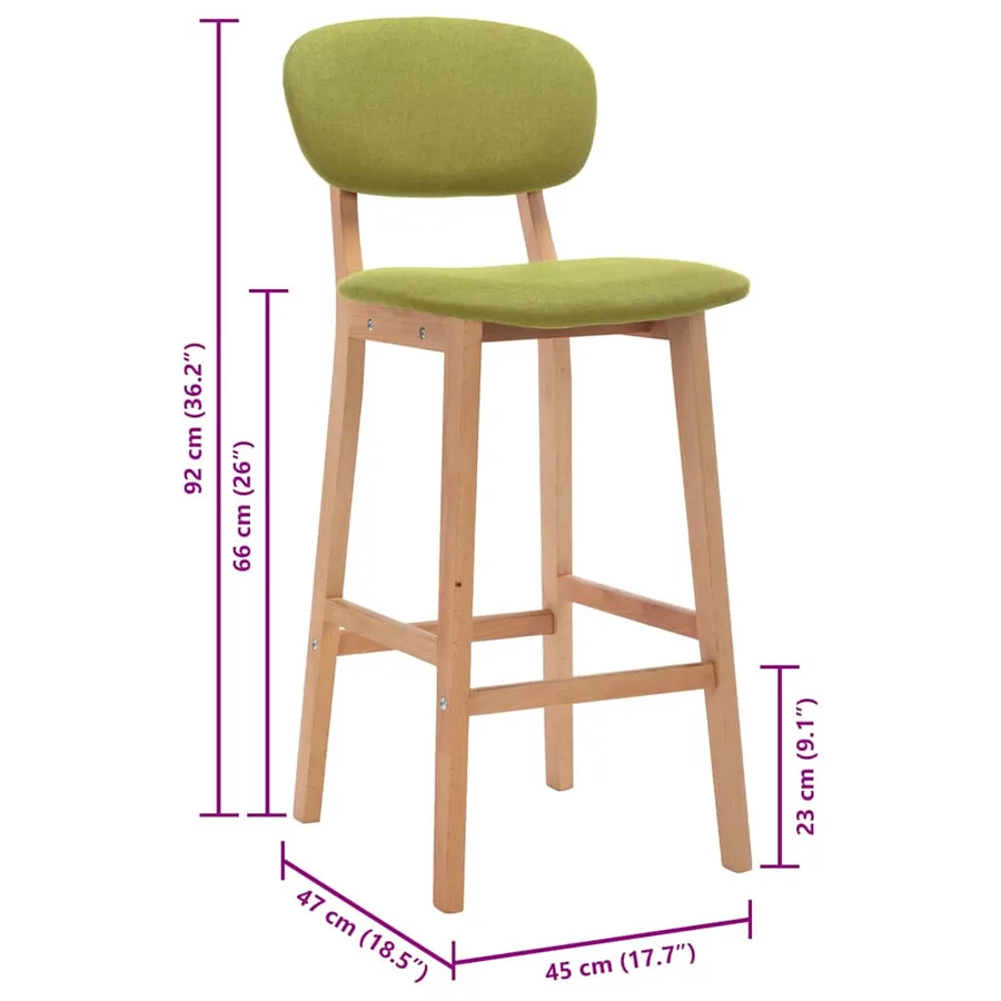 Tabourets de bar lot de 2 vert tissu - 8