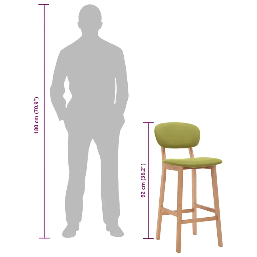 Tabourets de bar lot de 2 vert tissu - 9