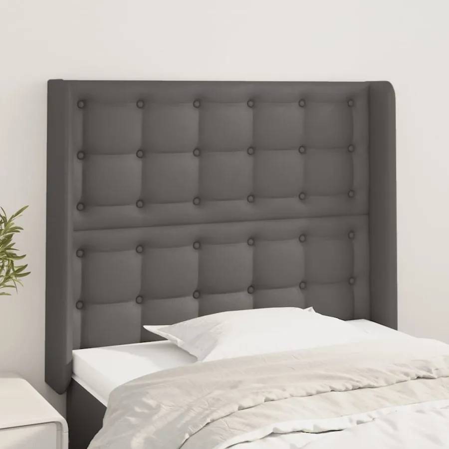 Tête de lit avec oreilles Gris 103x16x118/128 cm Similicuir