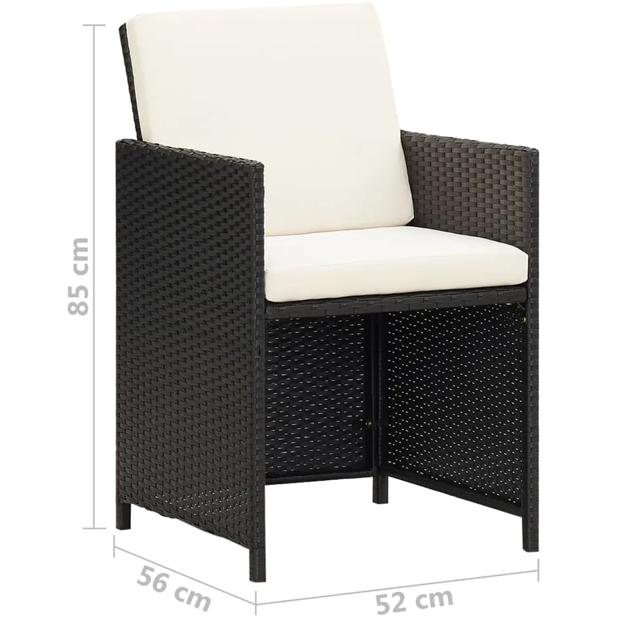 Chaises de jardin lot de 2 avec coussins Résine tressée Noir - 10