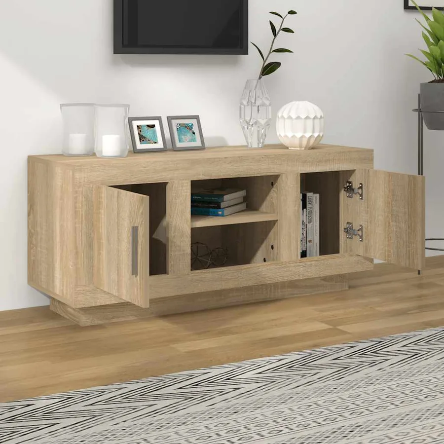 Meuble TV chêne sonoma 102x35x45 cm bois d'ingénierie - 3
