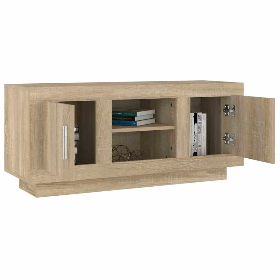Meuble TV chêne sonoma 102x35x45 cm bois d'ingénierie - 4