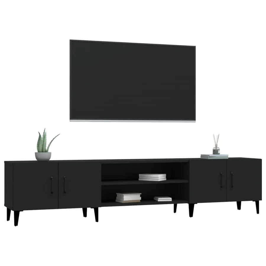 Meuble TV noir 180x31,5x40 cm bois d'ingénierie - 4