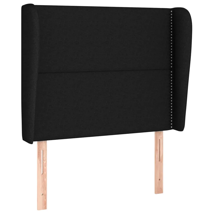Tête de lit avec oreilles Noir 93x23x118/128 cm Tissu - 2