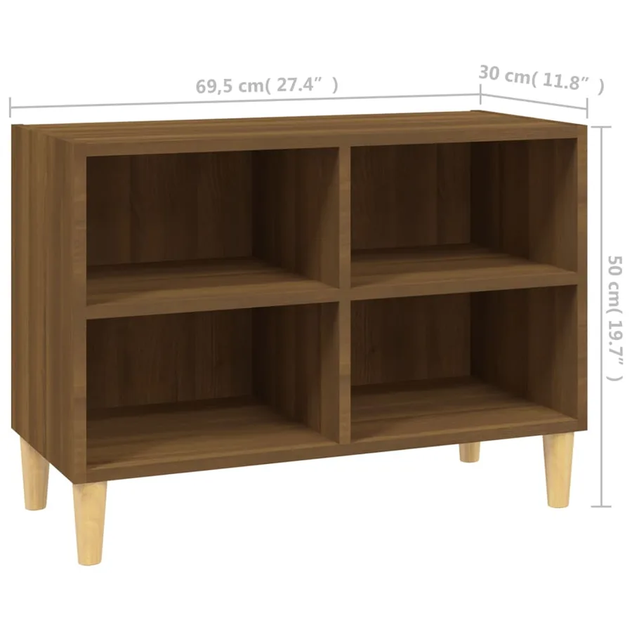 Meuble TV avec pieds en bois massif Chêne marron 69,5x30x50 cm - 6