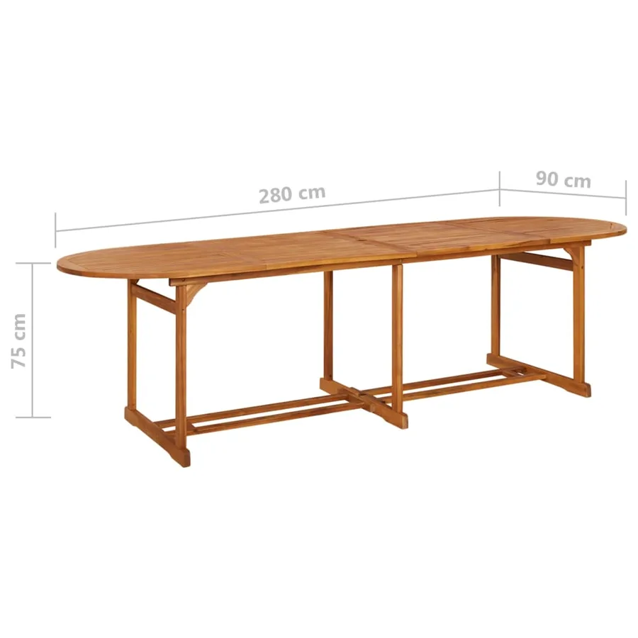 Table à dîner de jardin 280x90x75 cm Bois d'acacia massif - 6