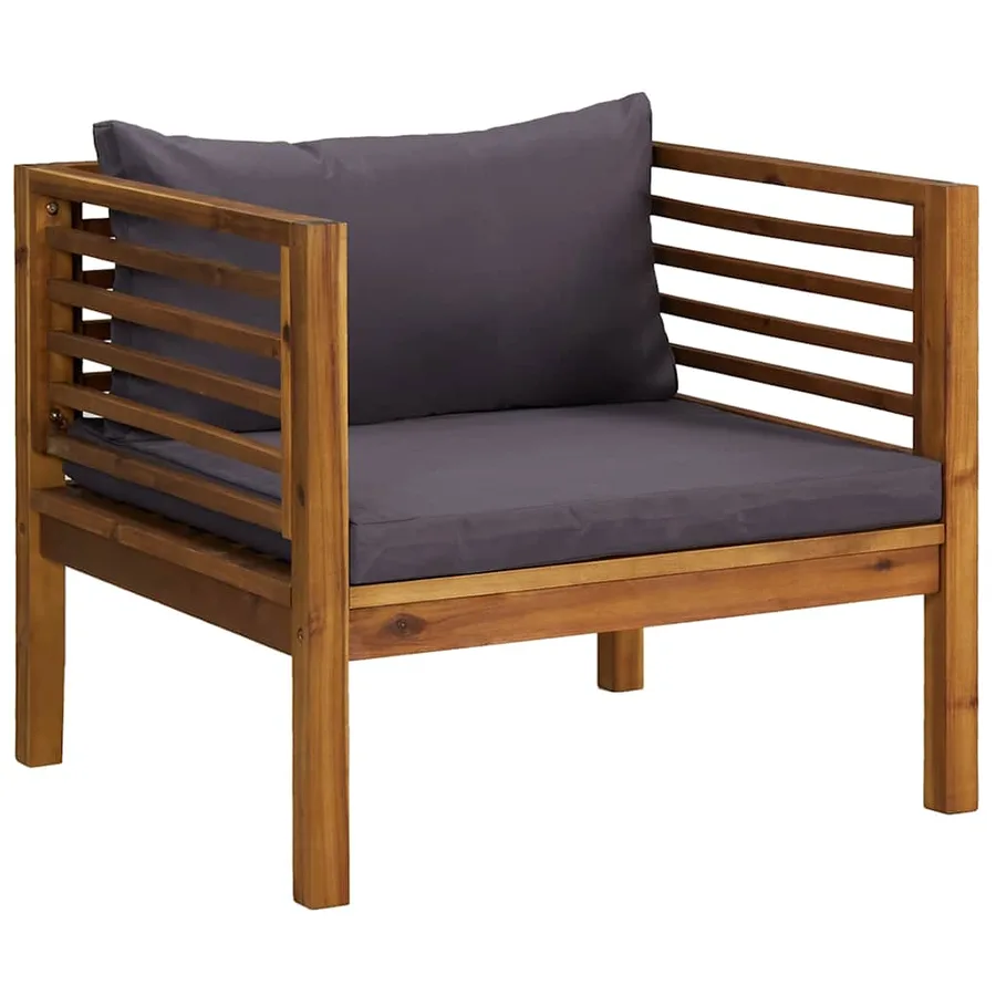 Chaise de jardin avec coussins gris foncé Bois d'acacia massif - 2