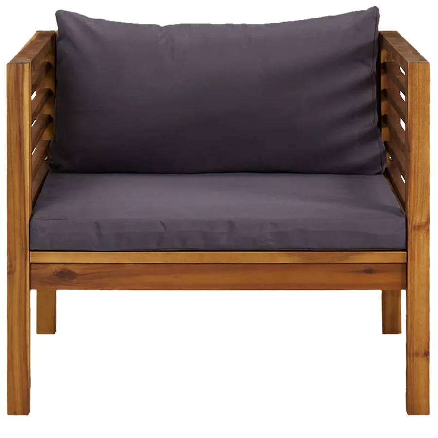 Chaise de jardin avec coussins gris foncé Bois d'acacia massif - 3