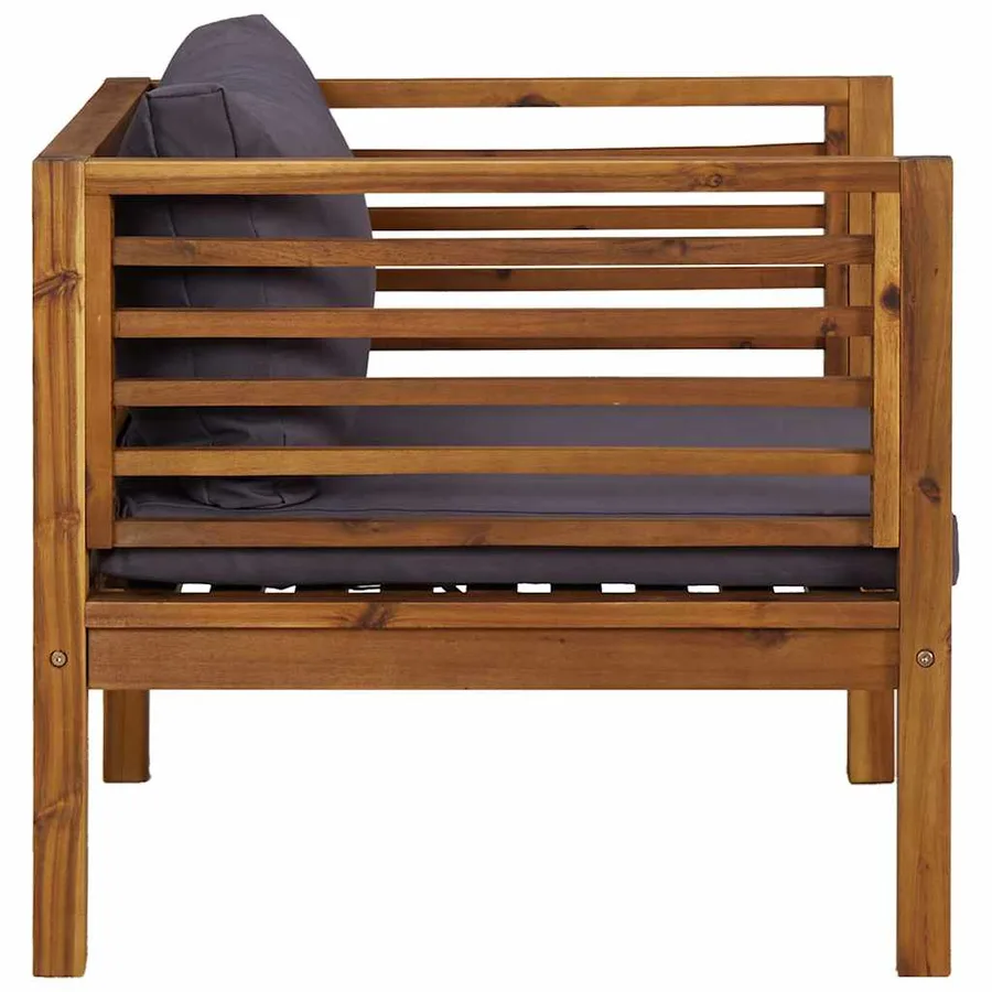 Chaise de jardin avec coussins gris foncé Bois d'acacia massif - 4