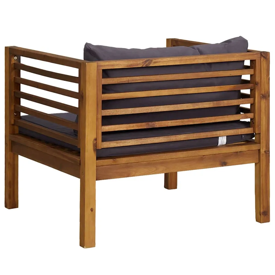 Chaise de jardin avec coussins gris foncé Bois d'acacia massif - 5