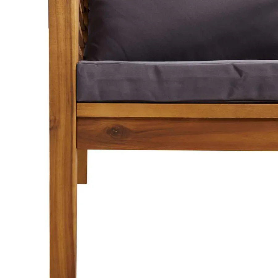 Chaise de jardin avec coussins gris foncé Bois d'acacia massif - 6