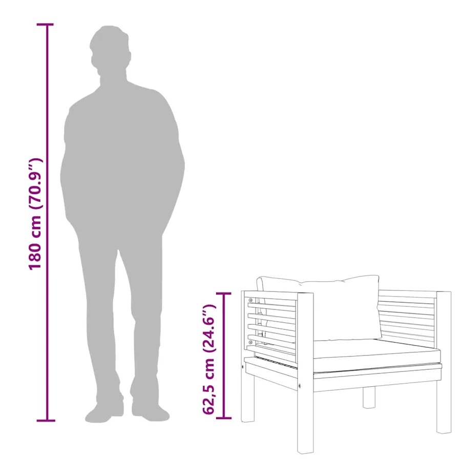 Chaise de jardin avec coussins gris foncé Bois d'acacia massif - 8