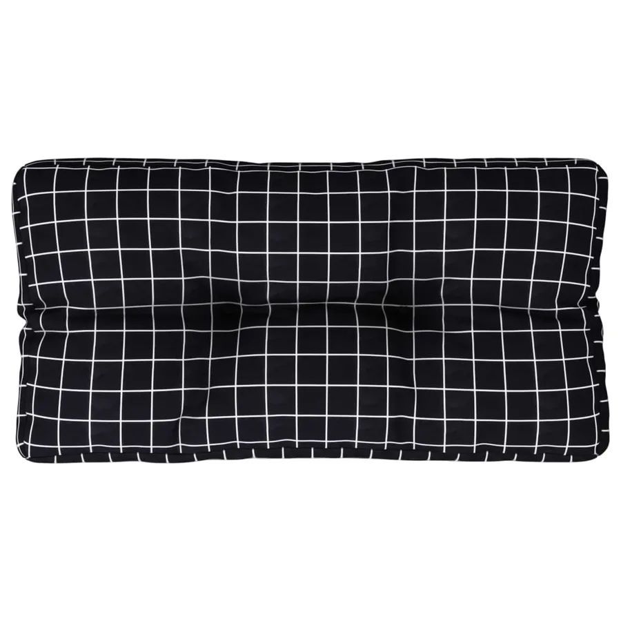 Coussin de palette motif à carreaux noir 80x40x12 cm tissu - 2