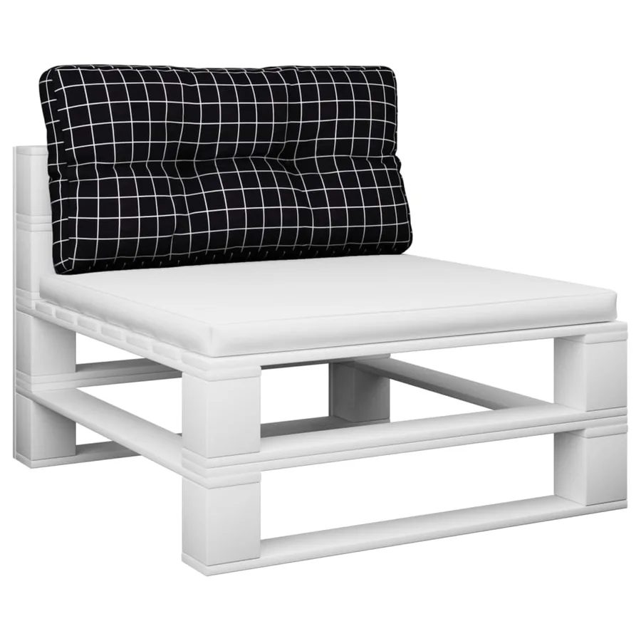 Coussin de palette motif à carreaux noir 80x40x12 cm tissu - 3