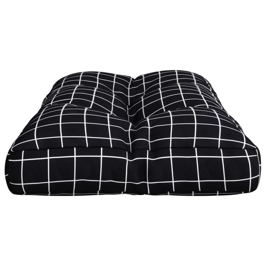 Coussin de palette motif à carreaux noir 80x40x12 cm tissu - 6