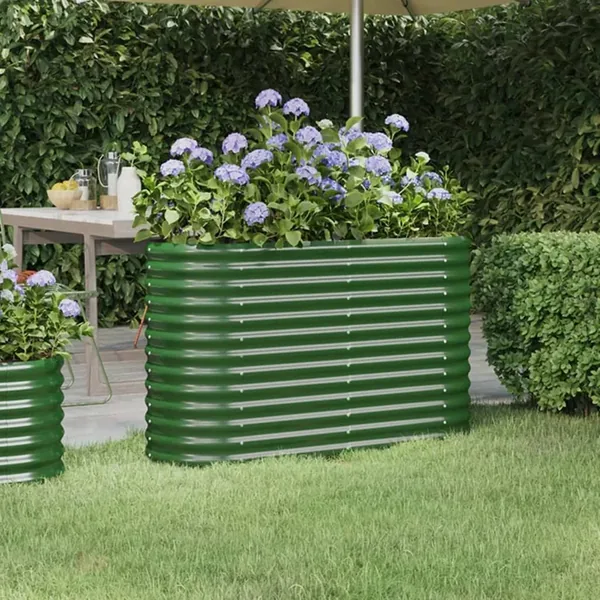 Lit surélevé de jardin Acier galvanisé 114x40x68 cm Vert