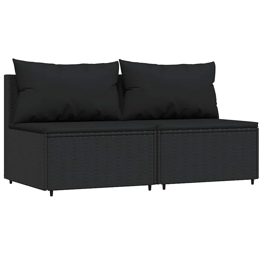 Salon de jardin 3 pcs avec coussins Noir Résine tressée - 3