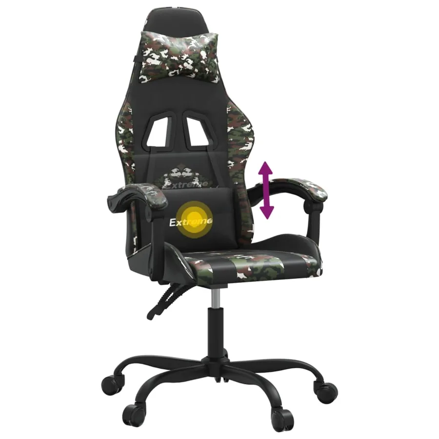 Chaise de jeu pivotante Noir et camouflage Similicuir - 11
