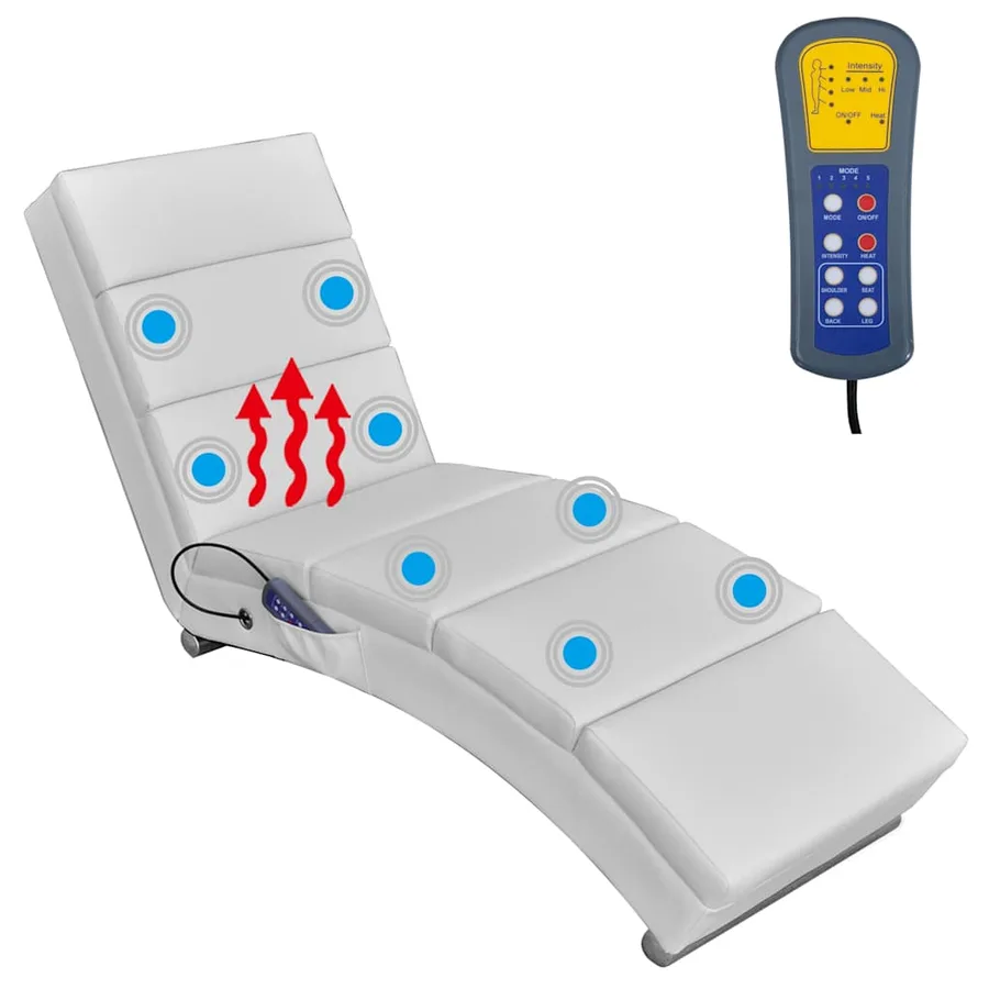 Chaise longue de massage Blanc Similicuir - 3