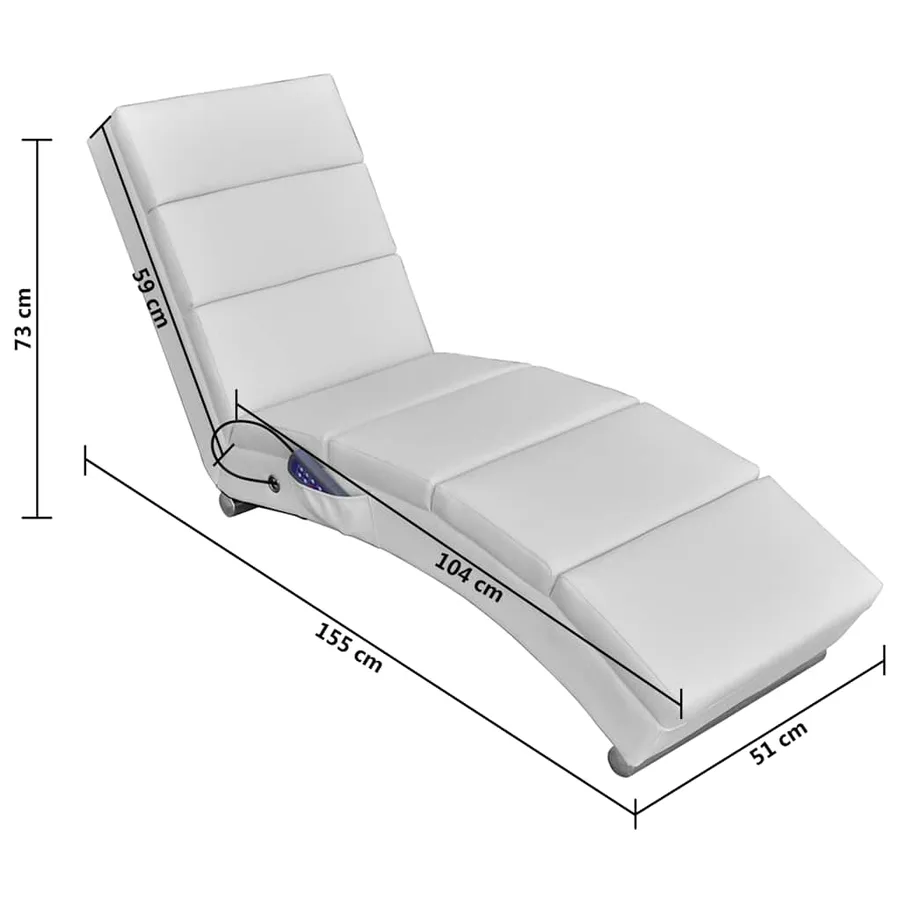 Chaise longue de massage Blanc Similicuir - 5