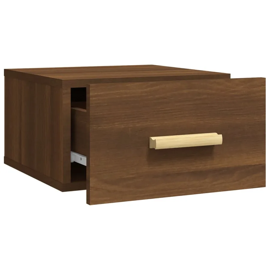 Table de chevet murale chêne marron 35x35x20 cm - 5