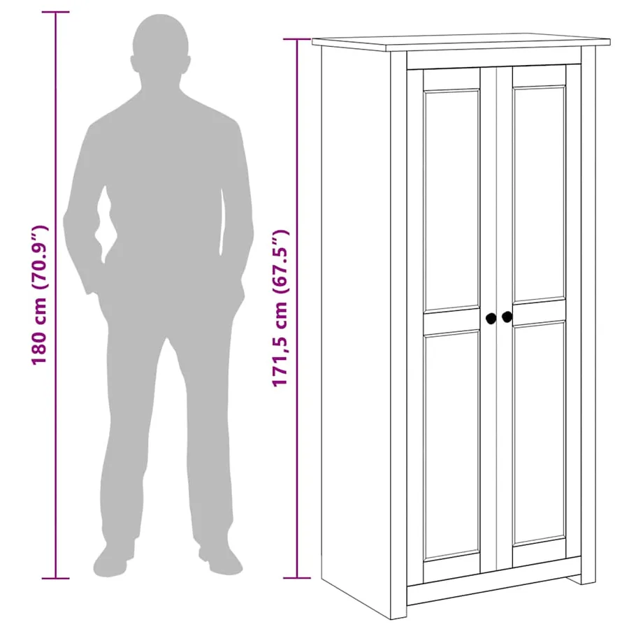 Garde-robe Gris 80x50x171,5 cm Pin massif Assortiment Panama - 10