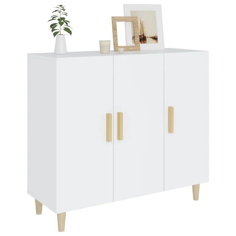 Buffet blanc 90x34x80 cm bois d'ingénierie - 7