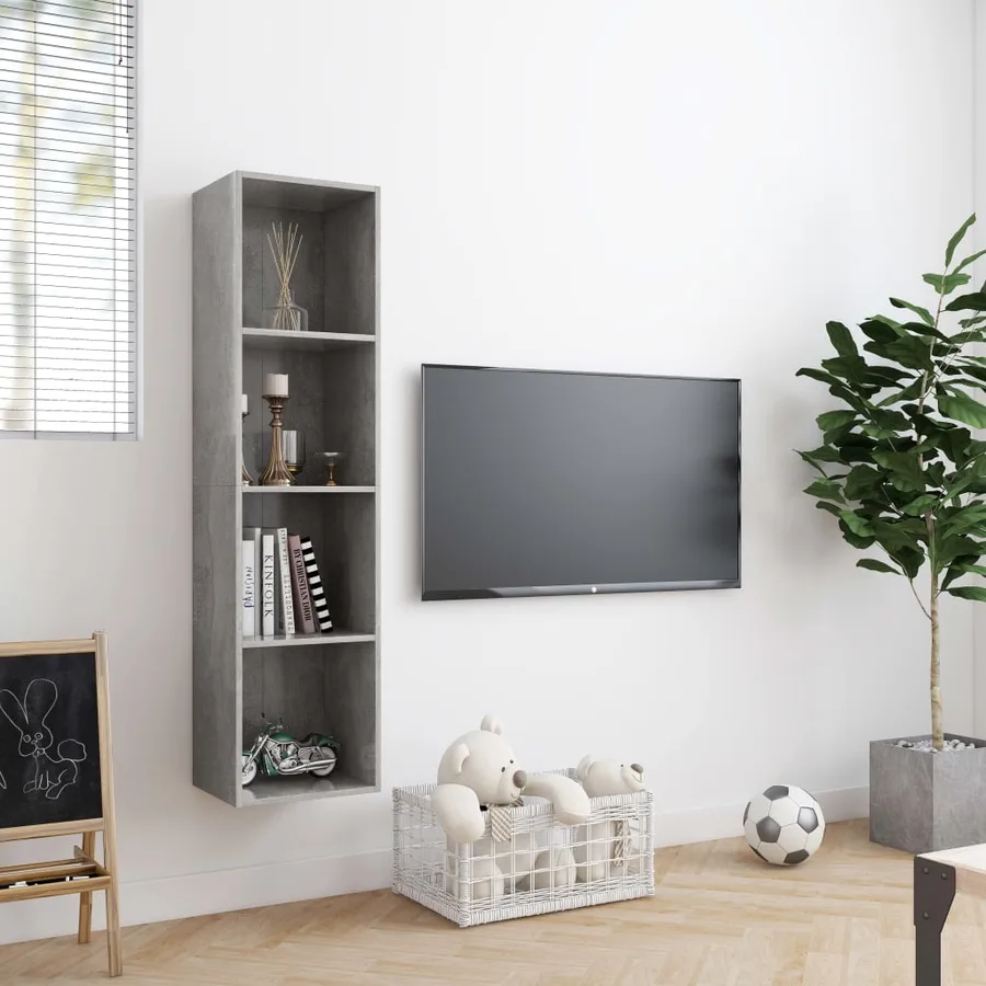 Bibliothèque/Meuble TV Gris béton 143x30x36 cm - 3