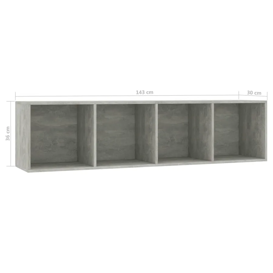 Bibliothèque/Meuble TV Gris béton 143x30x36 cm - 8