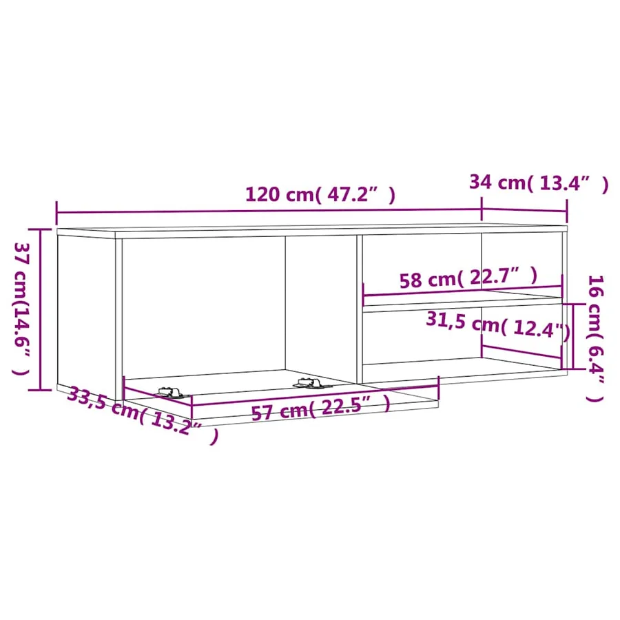 Meuble TV chêne fumé 120x34x37 cm bois d'ingénierie - 9