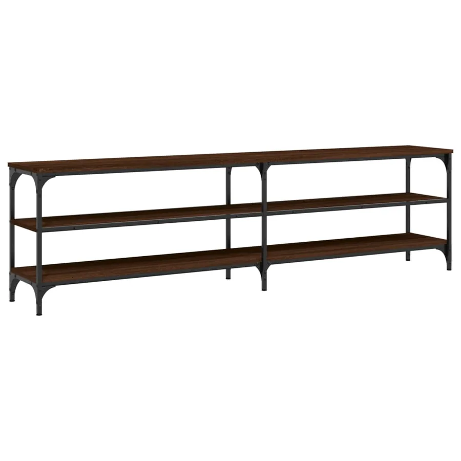 Meuble TV chêne marron 180x30x50 cm bois d'ingénierie et métal - 2