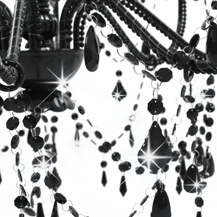 Lustre à perles Noir 8 ampoules E14 - 4