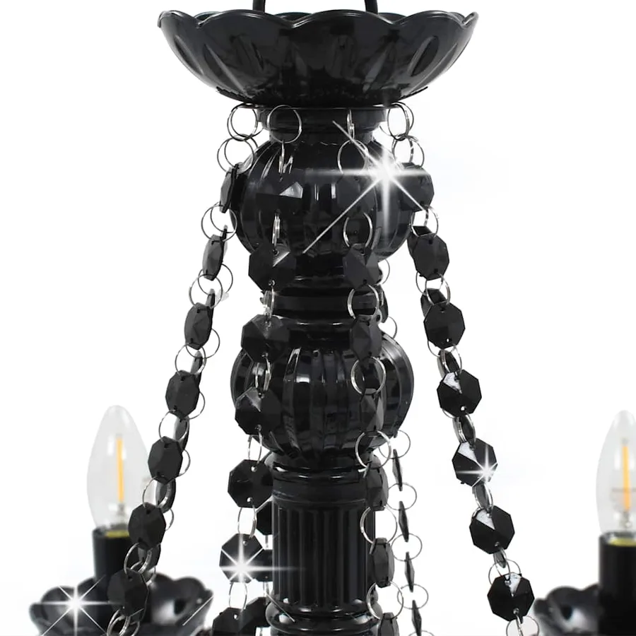 Lustre à perles Noir 8 ampoules E14 - 5
