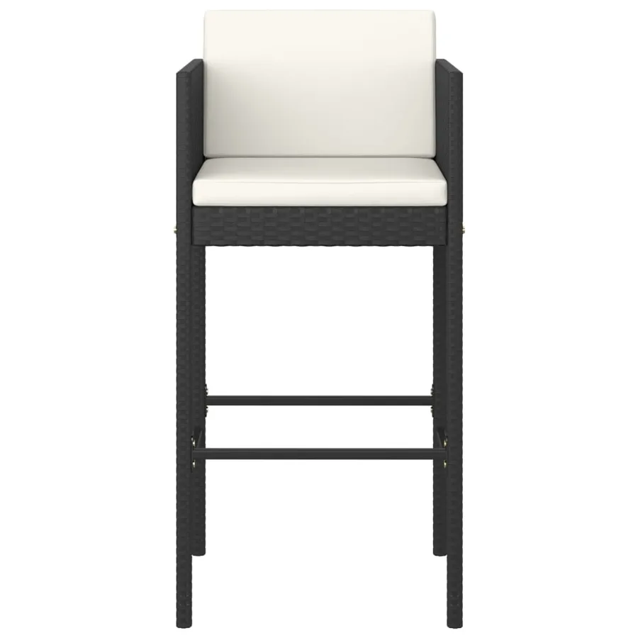 Tabourets de bar lot de 4 avec coussins noir résine tressée - 4
