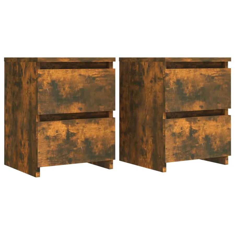 Tables de chevet 2 pcs chêne fumé 30x30x40 cm Bois d'ingénierie - 2