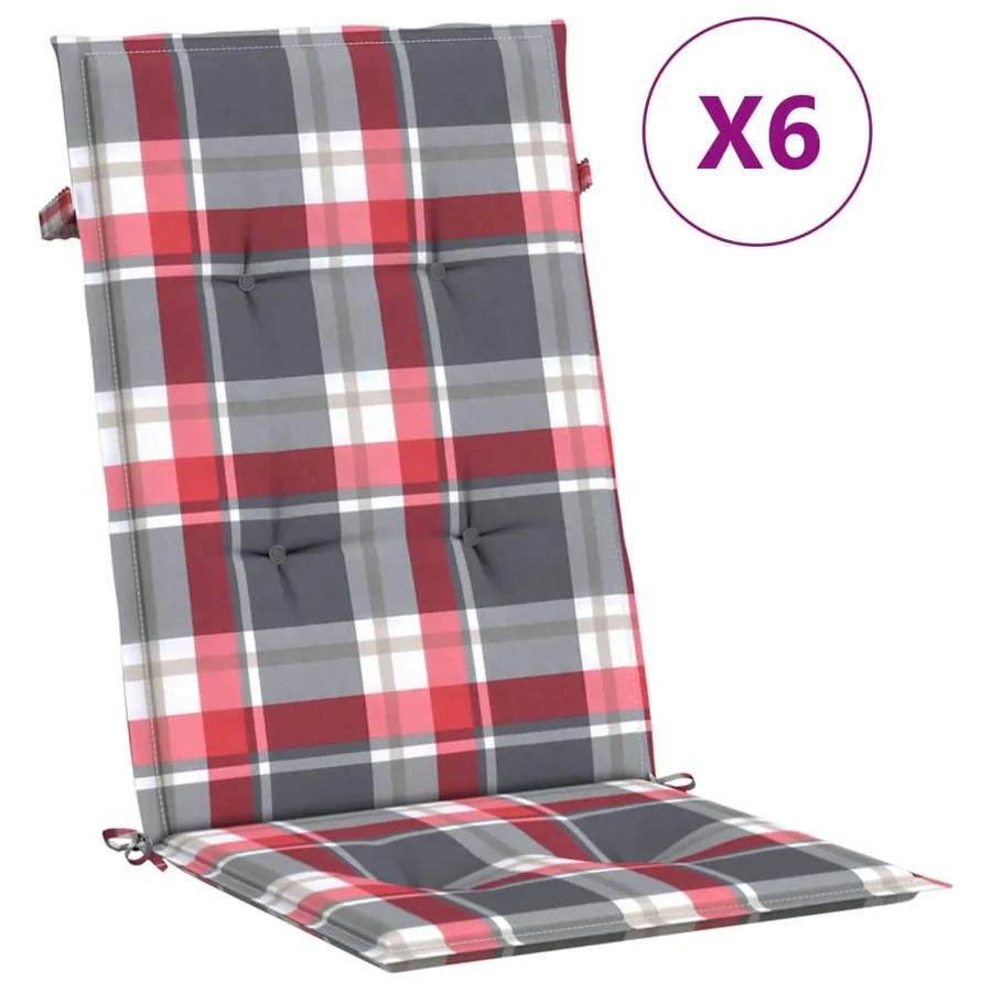 Coussins de chaise de jardin à dossier haut lot de 6 120x50x3cm - 2