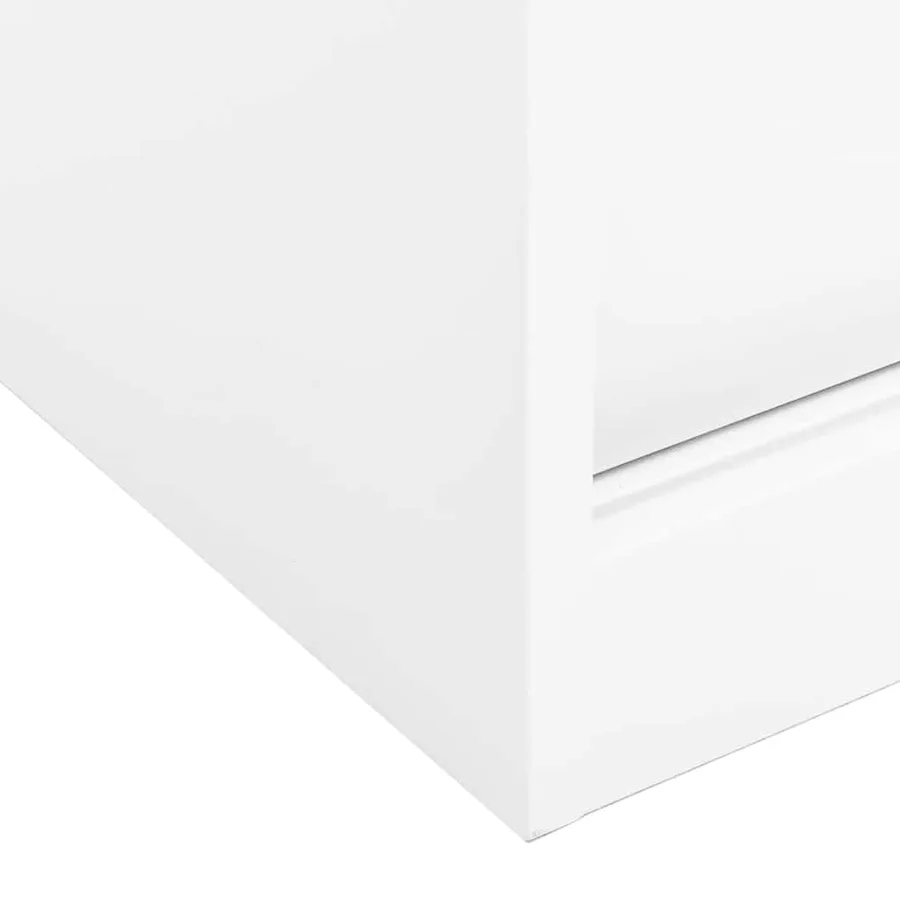 Armoire de bureau avec porte coulissante Blanc 90x40x90cm Acier - 6