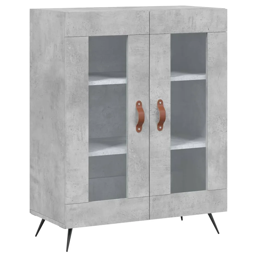 Buffet haut Gris béton 69,5x34x180 cm Bois d'ingénierie - 7