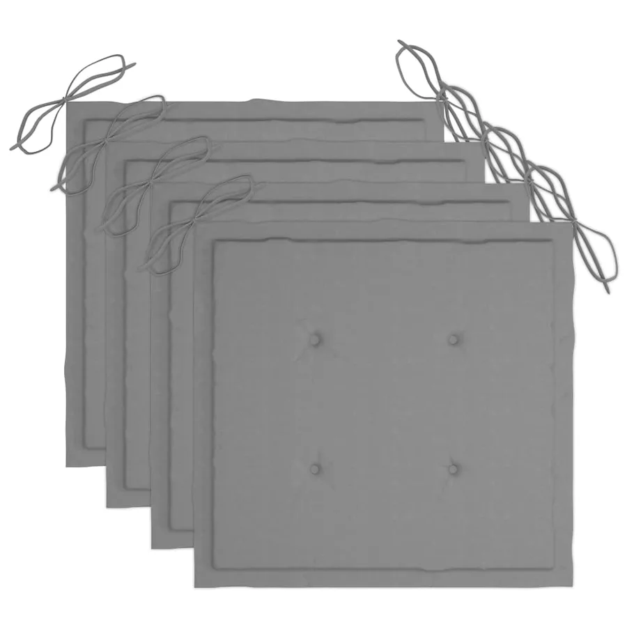 Chaises de jardin et coussins lot de 4 Gris Bois acacia massif - 7