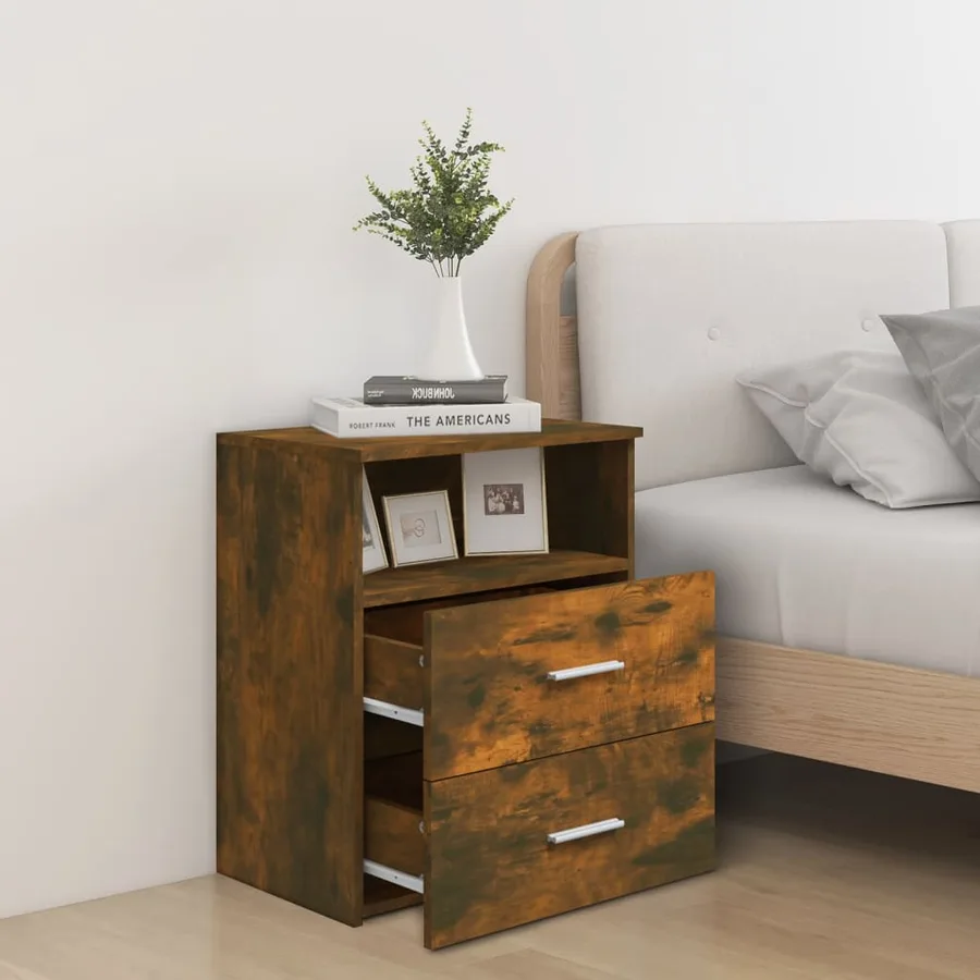 Tables de chevet 2 pcs Chêne fumé 50x32x60 cm - 4